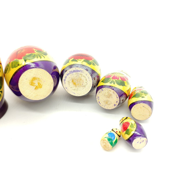 Vintage Russian Nesting Dolls Set of 7 Piece Wooden Babushka Matryoshka - Picture 10 of 16